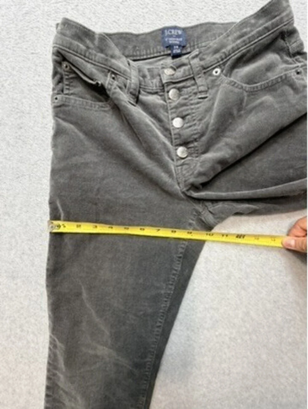 J Crew Womens 9 Inch High Rise Skinny Corduroy Pants Size 28 Gray Button Fly